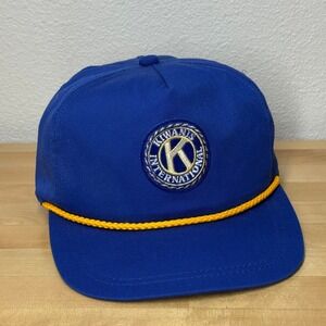 Vintage Kiwanis International K-Products Blue Rope Hat Made in USA Golf Buckle